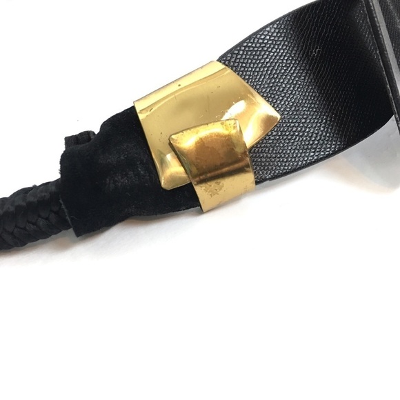 VINTAGE Leather Shop Belt Woven Cord 80s Vogue Avant-garde High Fashion Large